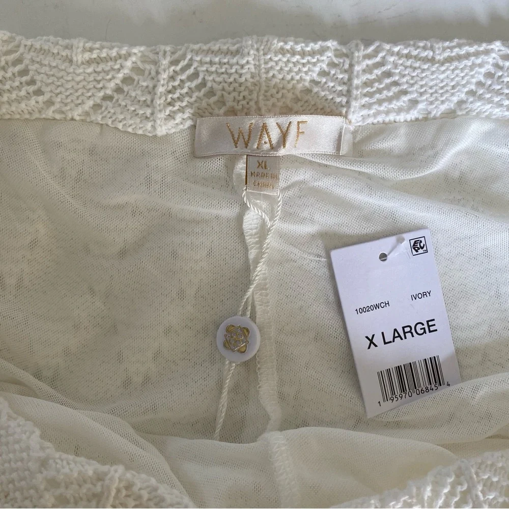 Wayf Crochet Pants Cream/White -‎ Size XL NWT